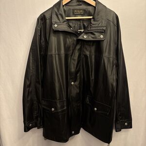 NWT Vintage Men's BOGARI Studio Mervyn's Black Full Zip Polyvinyl Rain Jacket